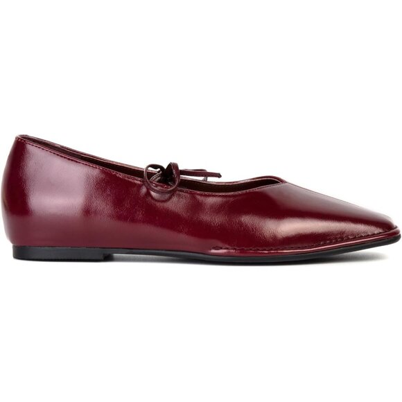 Women Burgundy Square Toe Comfortable Slip-On Lace-Up Loafers Summer Shoes - Picture 5 of 6